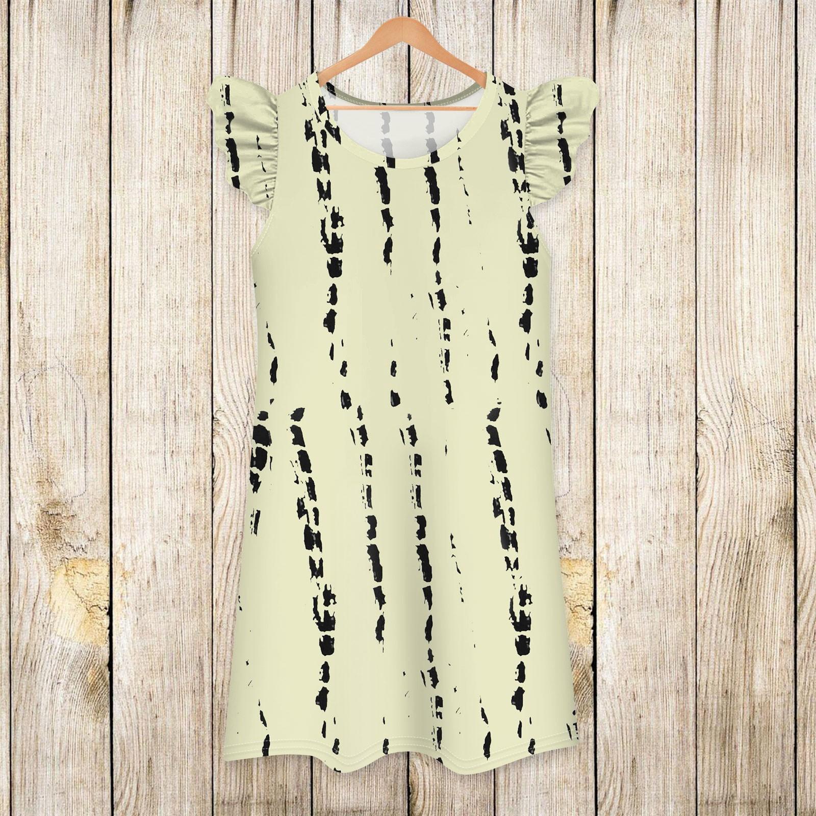 

Детское платье с рукавами-крылышками, юбка с принтом, повседневное платье 110 бежевый