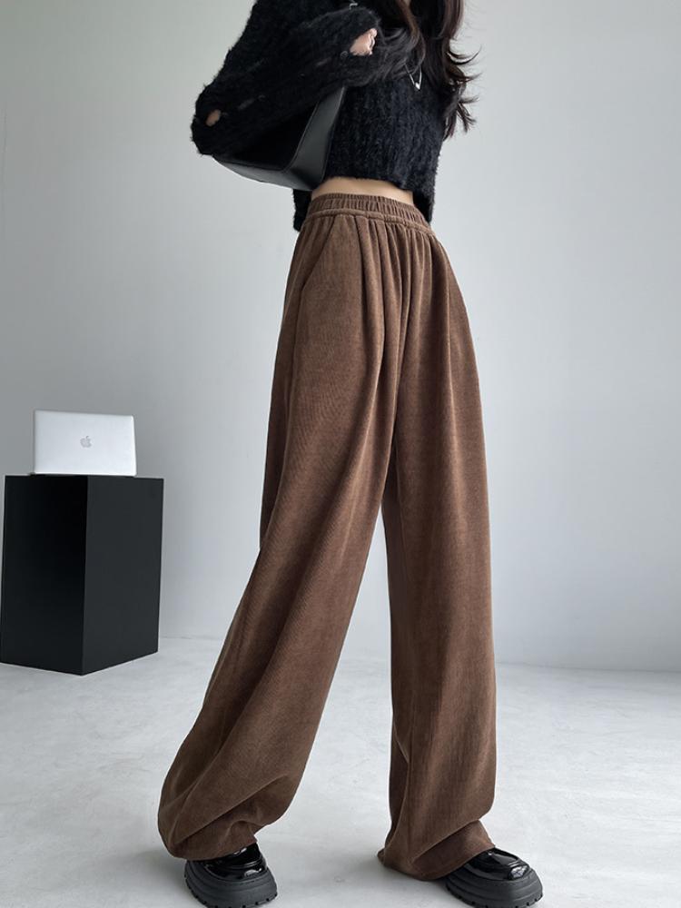 Kalhoty se širokými nohavicemi Dámské Podzim Zima Zesílené Volné Ležérní Rovné Kalhoty Y2K Dámské s Kapsami Mop Kalhoty Zeštíhlující Postavu