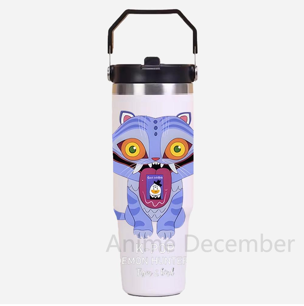 30Oz Anime K-Pop American Simple Solid Color Stainless Steel Thermos Portable Car Easy To Carry Water Cup Thermal Insulation Cold Ice Cup