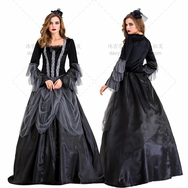 

Halloween s new black mystery queen dress, gorgeous vampire costume, prom party costume XXL
