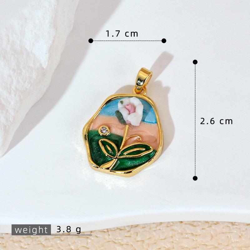 

Сад Моне Роза Искусственный Жемчуг Масло Кулон Ожерелье с Медной Отделкой Ретро Стиль