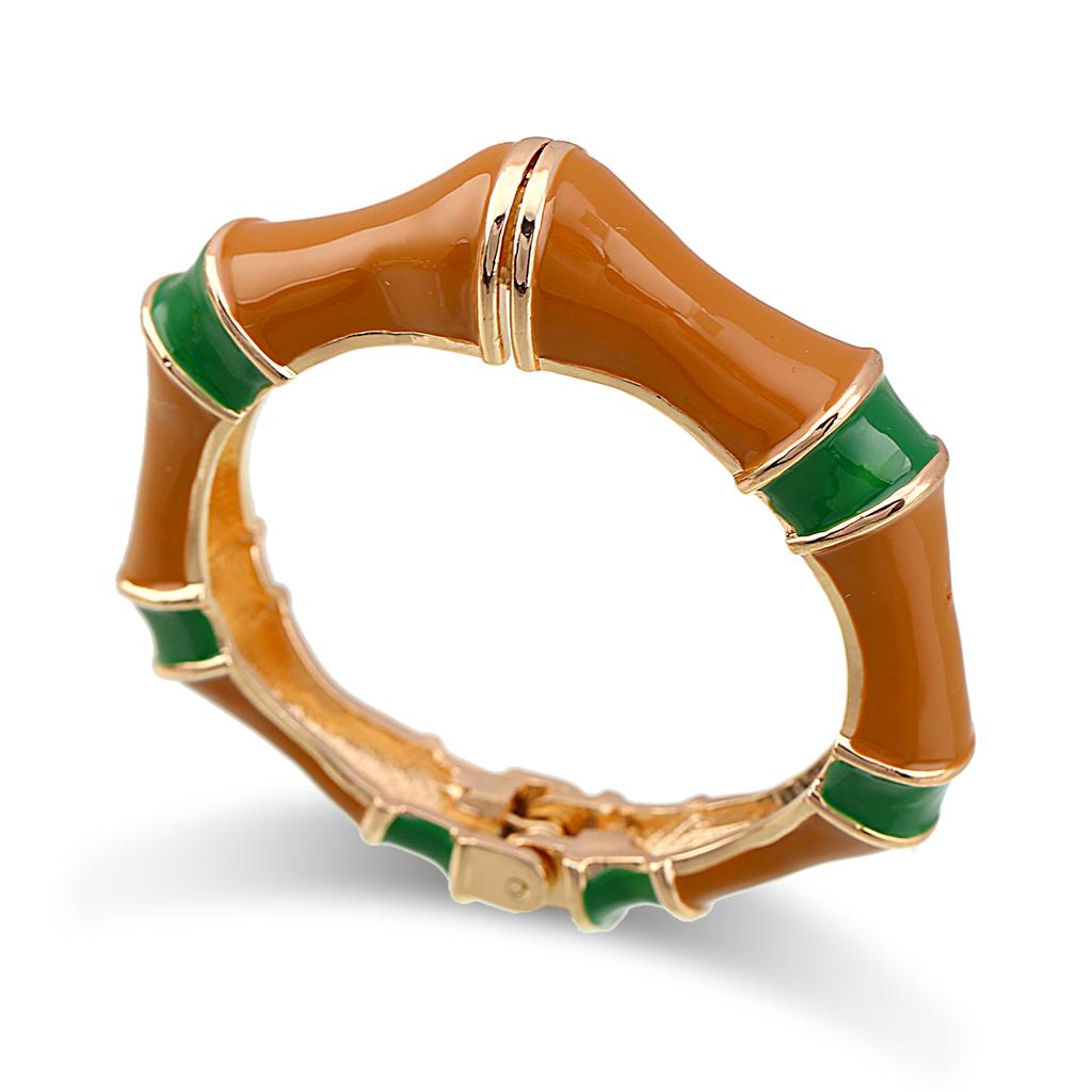 New Fashion Statement Colorful Bangle Cuff Bracelet Gold Plated Handmade Enameled Bamboo Bangle for Women Girls Party Jewelry