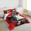 "Abstract Black-Hat Figure on Red Background Bedding set (1 duvet cover, 2 pillowcases, duvet not included)