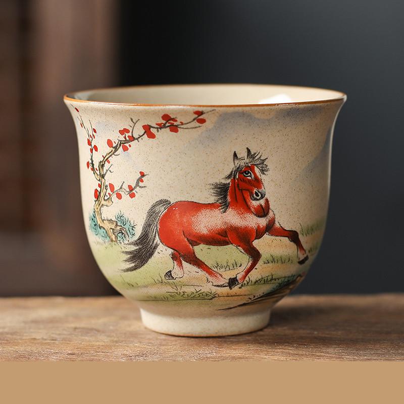 1 stk Kinesisk stjernetegn Keramisk tekopp Håndlaget Vintage Keramikk Tebolle Tesett Mestertekkopp Personlig meditasjonskopp 110ml