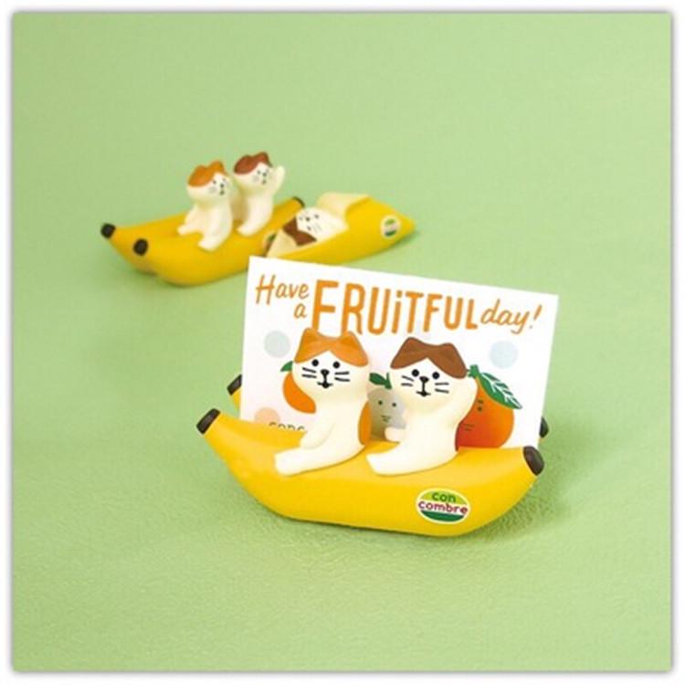Japanese Zakka Girly Heart Banana Cat Business Card Holder - Cute Gift Ornament