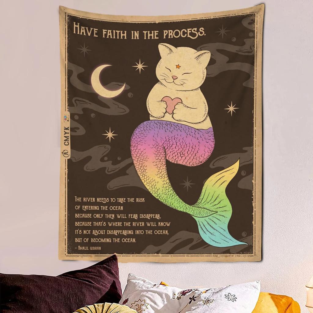 Kawaii Komiksový Snový Kočka Karta Tapiserie Roztomilá Nástěnná Dekorace Umělecká Deka Závěs Domácí Ložnice Obývací Pokoj Dekorace
