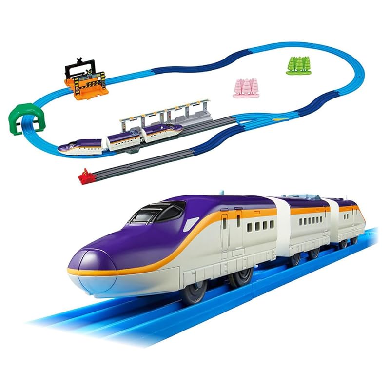 Takara Tomy Plarail Connectable! E8 Series Tsubasa & Tomica Arch Crossing Set (Includes 3 S-shaped rails as a first-edition bonus) Train Toy for ages