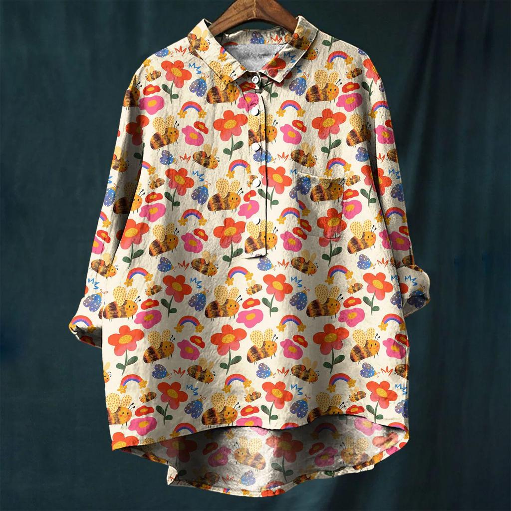 2025 European & American Casual Holiday Long-Sleeve Hawaiian Print Shirt
