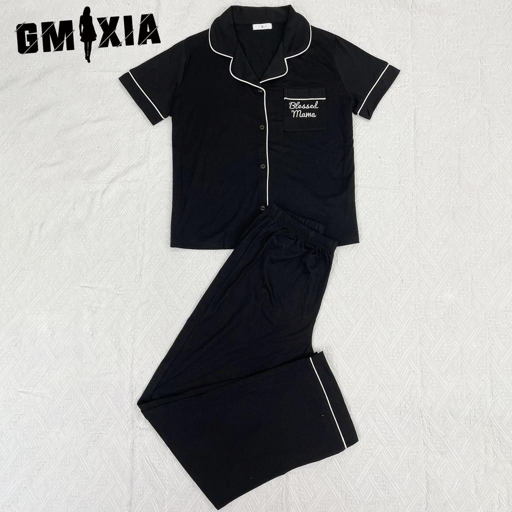 GMXIA Pajamas Women's Models Spring and Summer Short-sleeved Trousers Homewear Two-piece Set