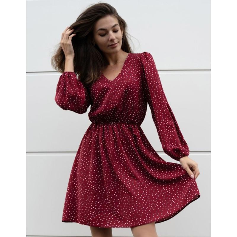 Fashion V-neck Long Sleeve Polka Dot Casual Dress for Women Summer New High Waist A Line Women's Dresses Vintage Slim Fit Sexy Party Short Dress 26268