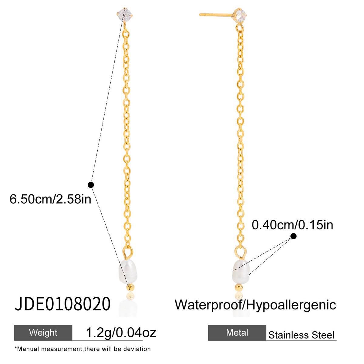Jiedin European and American stainless steel zircon freshwater pearl fringed earrings, studs, and titanium steel jewelry.