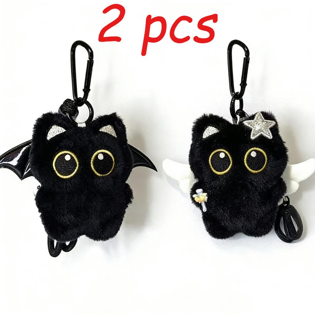 Soft Cute Cartoon Cat Plush Ornaments Multi-Style Dark-Style Keychains Bag Charms Cuddly Stuffed Fluffy Huggable Kawaii Comfort Adorable
