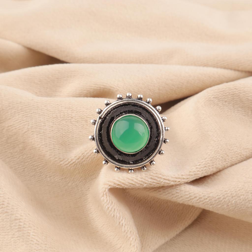 Green Onyx Cab Ring Jewelry, Handmade Spiritual Gemstone Jewelry , 925 Sterling Silver Ring Handmade, Beautiful Silver Jewelry For Wedding Gift