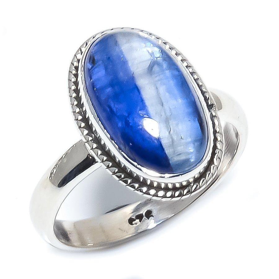 Natural Kyanite Gemstone Handmade 925 Solid Sterling Silver Gift Ring S.6 J5k27