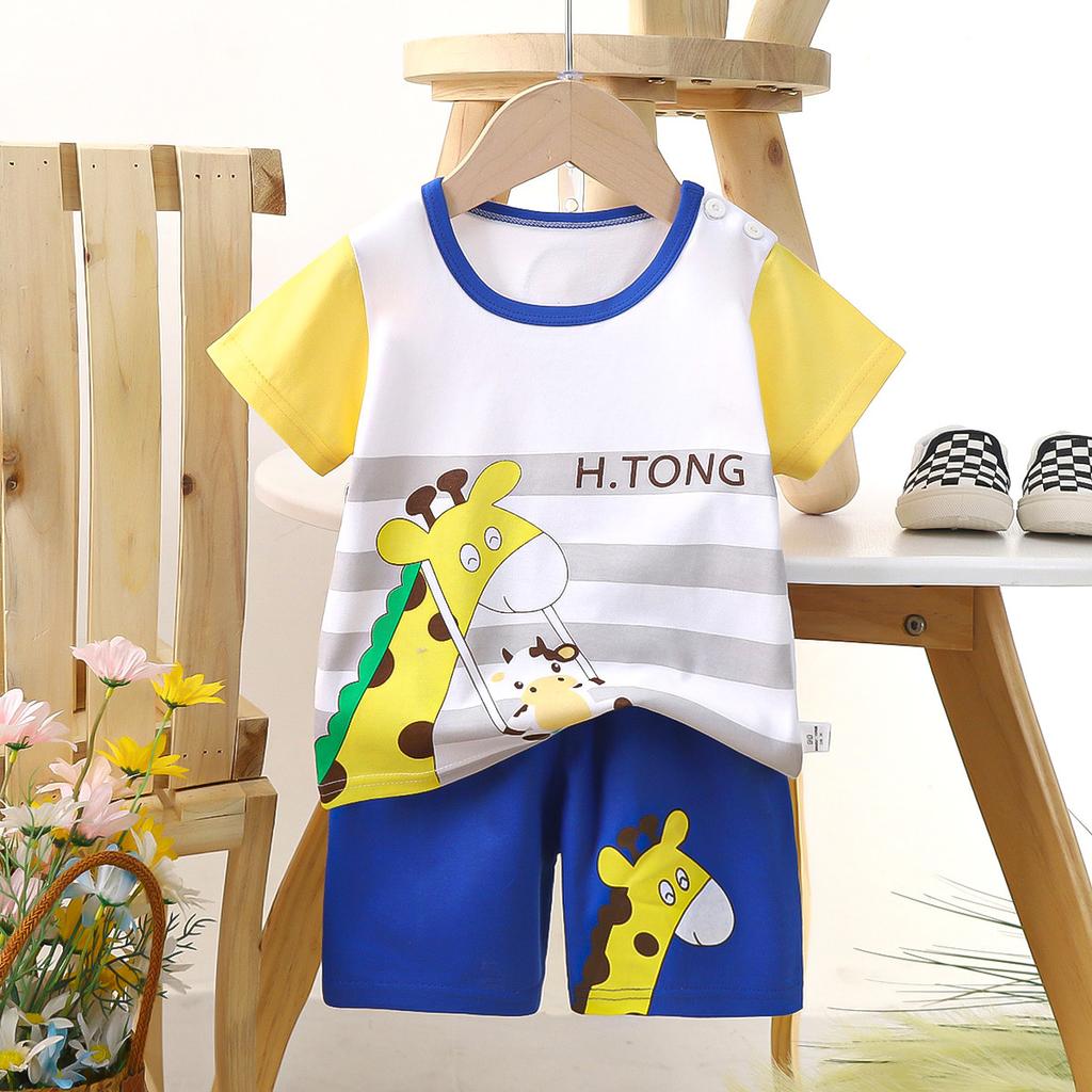 hildren's short-sleeved set cotton boys' -shirt baby summer children's clothing girls' shorts baby clothes summer clothing wholesale