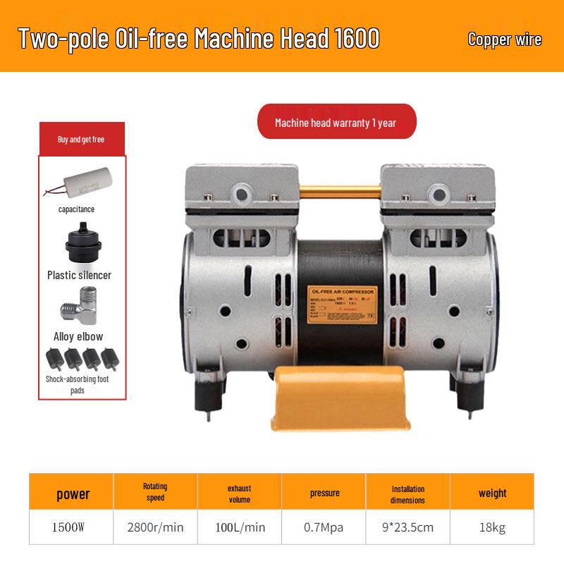 Outus Silent Oil-Free Compressor Head, 220V, All-Copper Motor, 550W-1500W