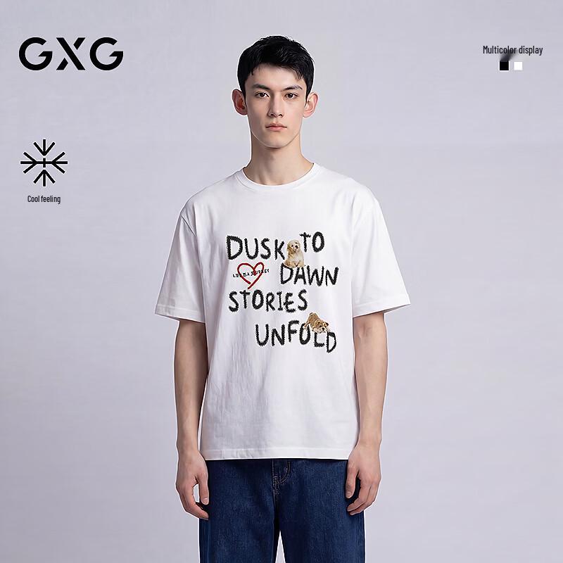 GXG Men s Cooling Letter Pet Print Round Neck T-Shirt L