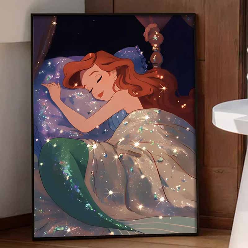 Disney DIY Diamond Painting 5d Ariel Sleeping Full Diamond Cross Stitch Diamond Living Room Bedroom Decoration Painting