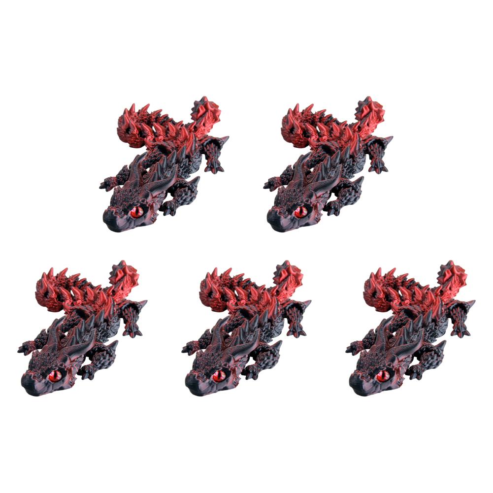 3D Printed Articulated Simulation Dragon Toy Poseable Dragon Ornament (Black)