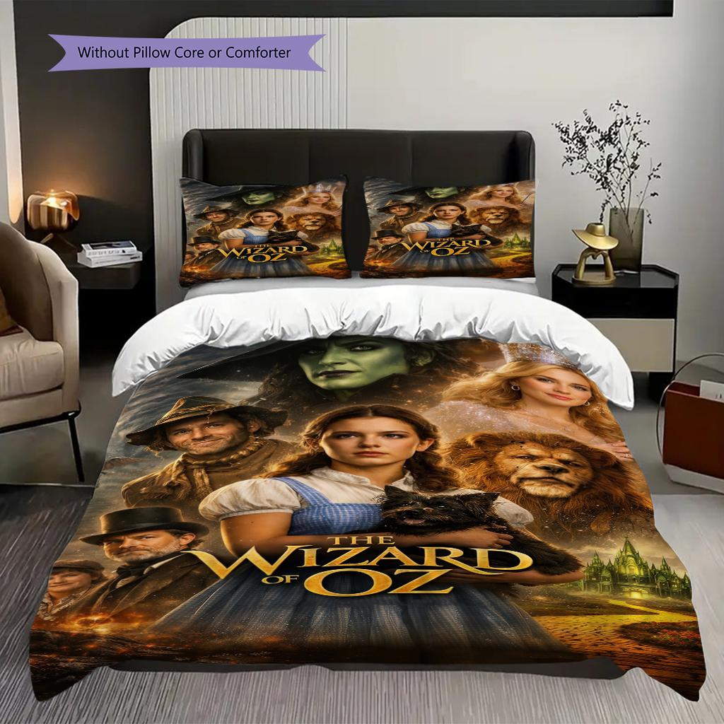1PC The Wizard of Oz Pattern Bedding Quilt Set Quilt Cover Pillowcase Home Decoration Birthday Gift (1 * Duvet Cover + 2 * Pillowcase, Without Core)