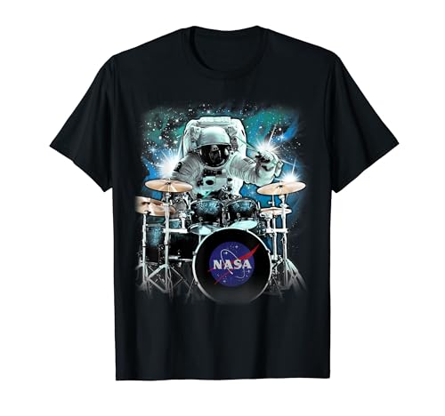 Футболка с астронавтом, играющим на космическом барабане NASA
