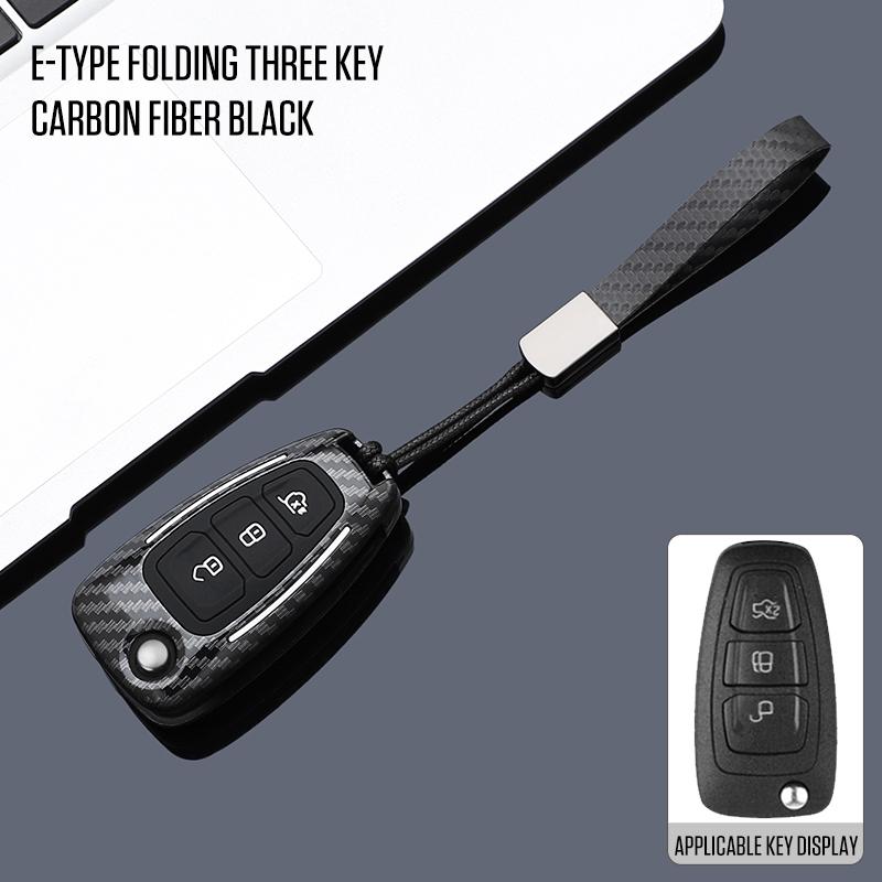 

Carbon Fiber ABS Car Key Case Cover For Ford Fiesta Ranger C-Max S-Max Focus 3 4 Galaxy Mondeo Transit Tourneo Custom MK3 MK4 чорний