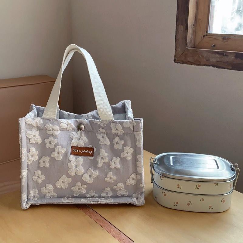 Sac Boîte à Lunch Pique-Nique Isolant Élégant avec Design en Dentelle Pratique à Main pour les Collations