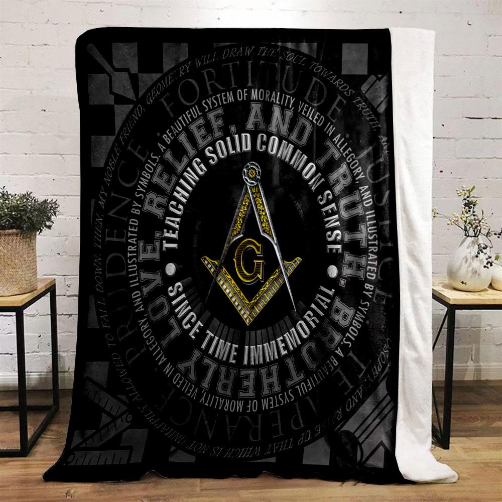 Masonic Symbol Pattern Blanket Bedroom Blanket for Livingroom Couch Lunch Break Soft Throw for Friend's Festival Gift
