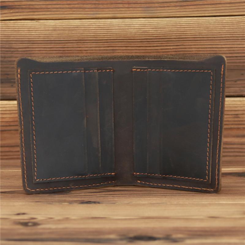 Vintage Genuine Crazy Horse Leather Wallet for Men Short Purse Designer Man Credit Card Holder Wallets