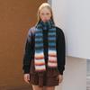 Korean Design Wool Blended Striped Knitted Scarf Women'S Winter Warmth Niche Small Narrow Soft Waxy Wool Scarf Bufanda
