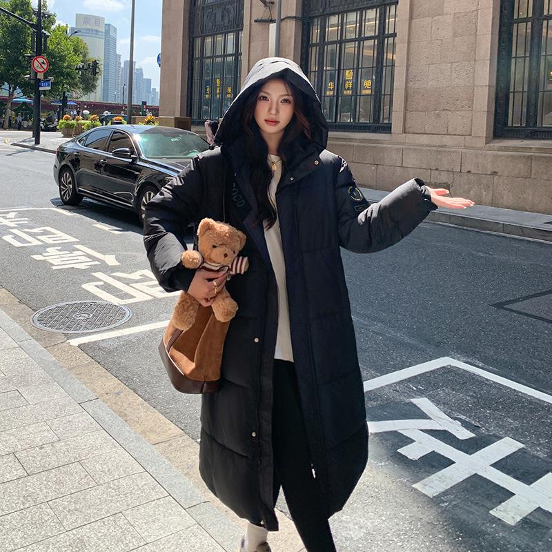 Korean Style Down Jacket for Women In Winter New Style Loose and Versatile Long Knee-length Cotton Jacket Thickened Cotton Jacket