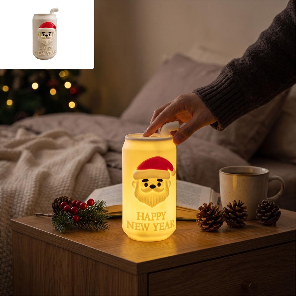 Christmas Can Shaped Night Light Creative Desktop Decoration Glowing Ambient Lamp for Bedroom Bedside