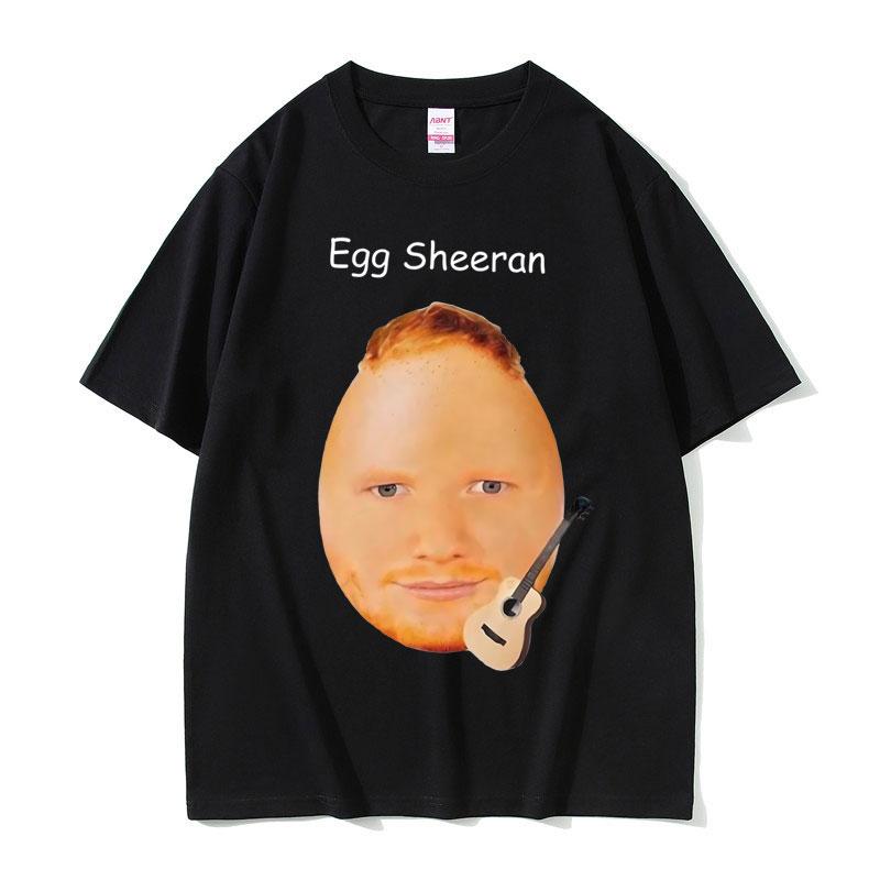 Egg Ed Sheeran Funny Meme T-shirt for Men and Women, Fashionable and Casual, Oversized Cotton Round-neck Short-sleeved