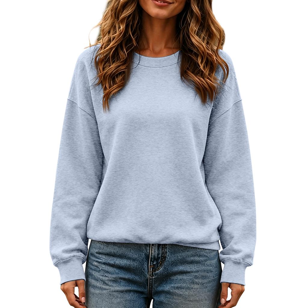 Felpa con scollo a girocollo a maniche lunghe casual da donna