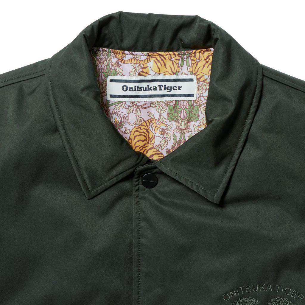 Onitsuka Tiger Coach Jacket Fashion Comfortable Versatile Lapel Jacket Unisex Jacket Military-Green 2183B398-300