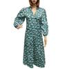 Floral Print Maxi Dress for Women Long Sleeve V Neck High Waist A Line Long Dress Casual Wear for Beach Weddings Parties