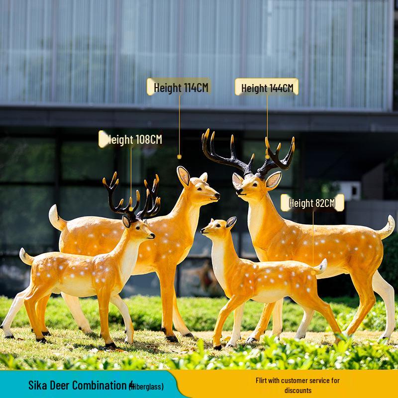 Luminous Fiberglass Sika Deer Sculpture for Garden Lawn Decoration