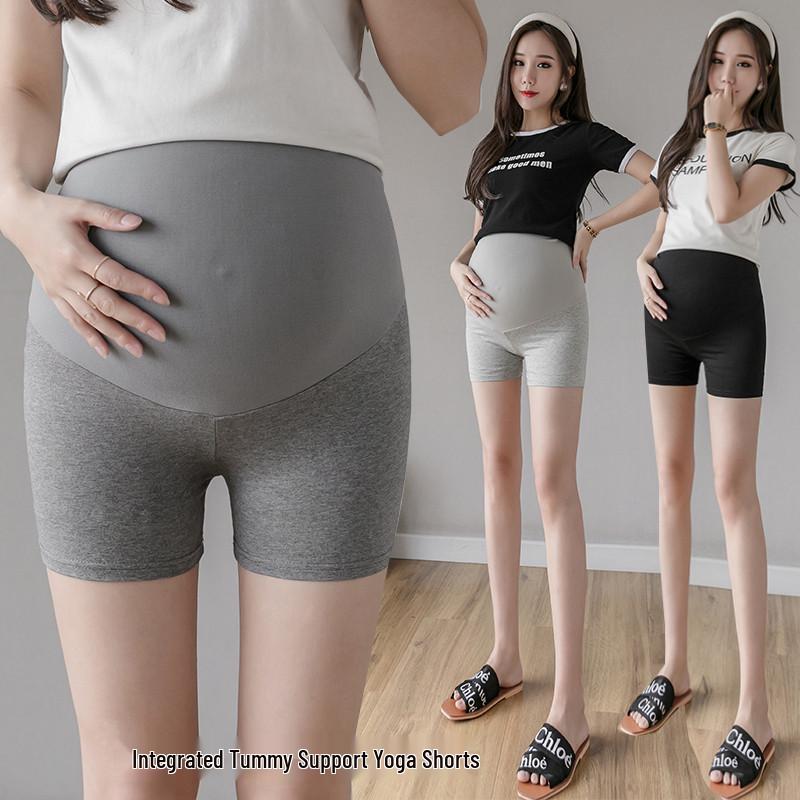 

Versatile Maternity Three-Quarter Pants with Integrated Waist and Inner Shorts for Comfort and Coverage XL чорний