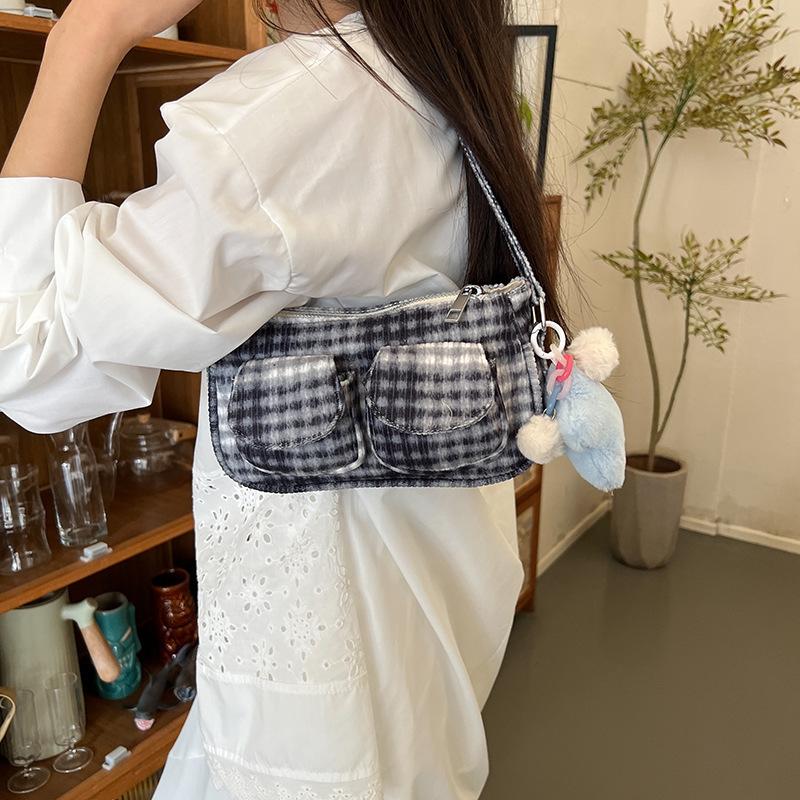 Sweet Plaid Bag, Foreign Style Cute Messenger Bag 2025 New Spring Fresh College Style Shoulder Small Square Bag