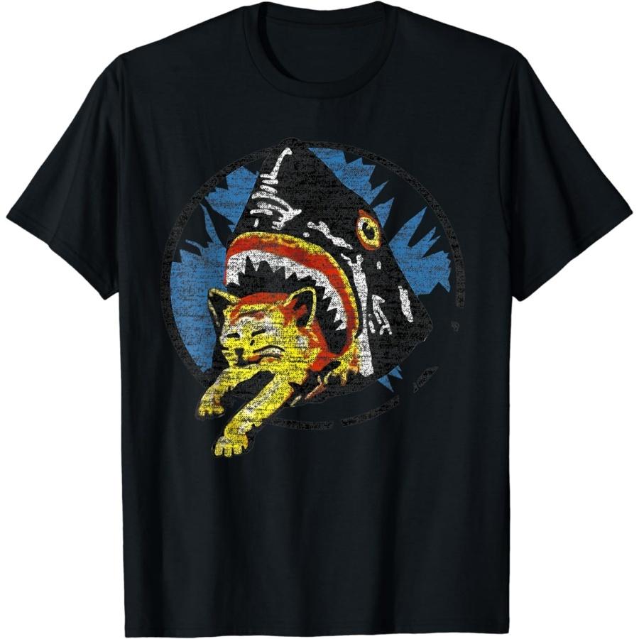 HERSIL Funny Shark Eating a Cat Tshirt T-Shirt XXXXXL разноцветный
