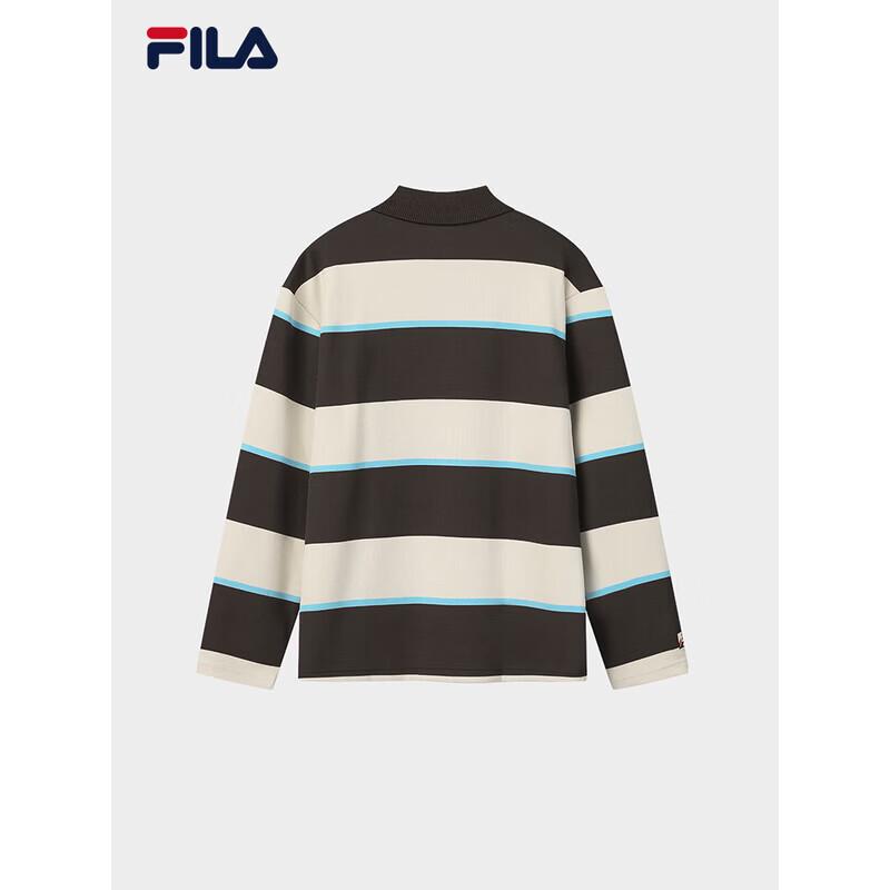 FILA Men's Colorblock Striped Knit Long Sleeve Polo Shirt