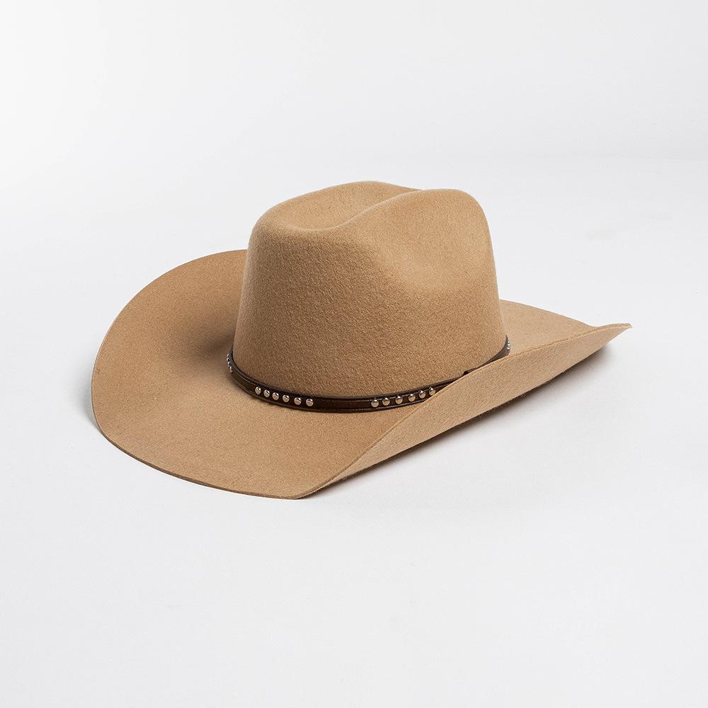 Big Size Men's 100% Wool Western Cowboy Fedoras Hats Unisex Vintage Wide Brim Jazz Felt Hat  Church Gentleman Caps 55/57/59/61cm