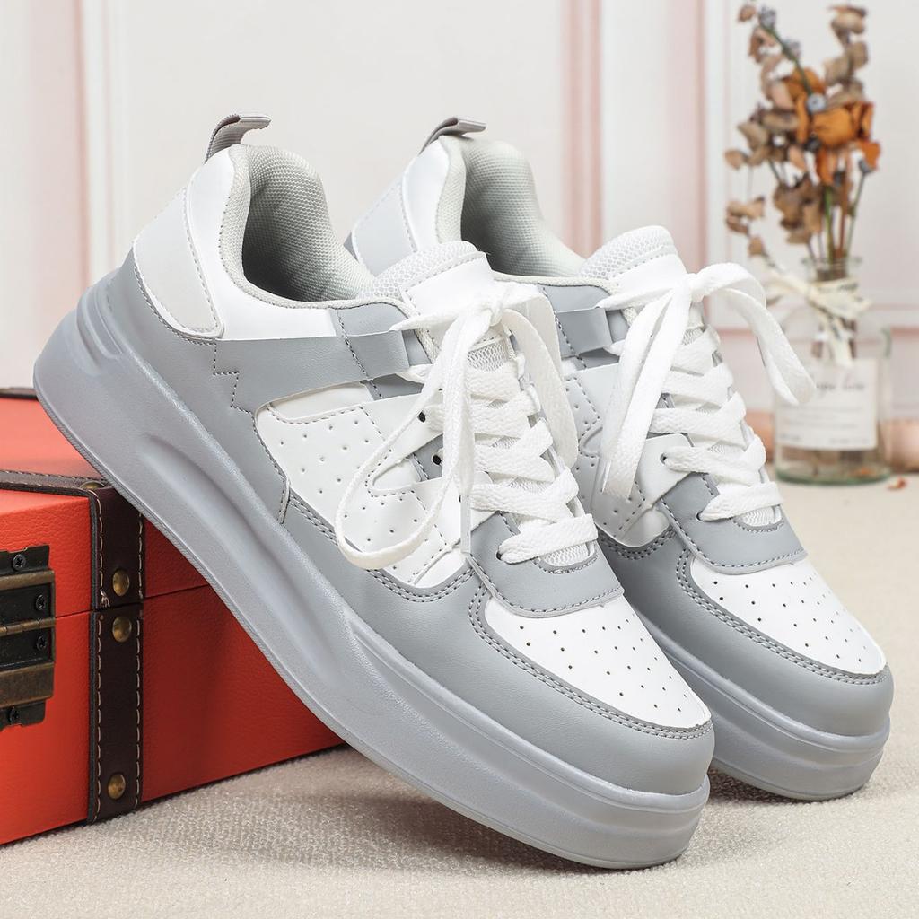 Thick-soled Heightening Shoes Soft-soled Comfortable Casual Sports Single Shoes Lace-up Outdoor Trendy Shoes