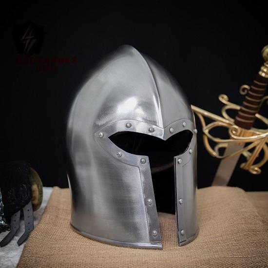 

Шлем для взрослых ручной работы из полированной стали 16G | Шлем Perfect Balance Barbuta Barbuta