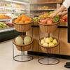 Freestanding Produce Display Rack Stable Floor with Woven Baskets