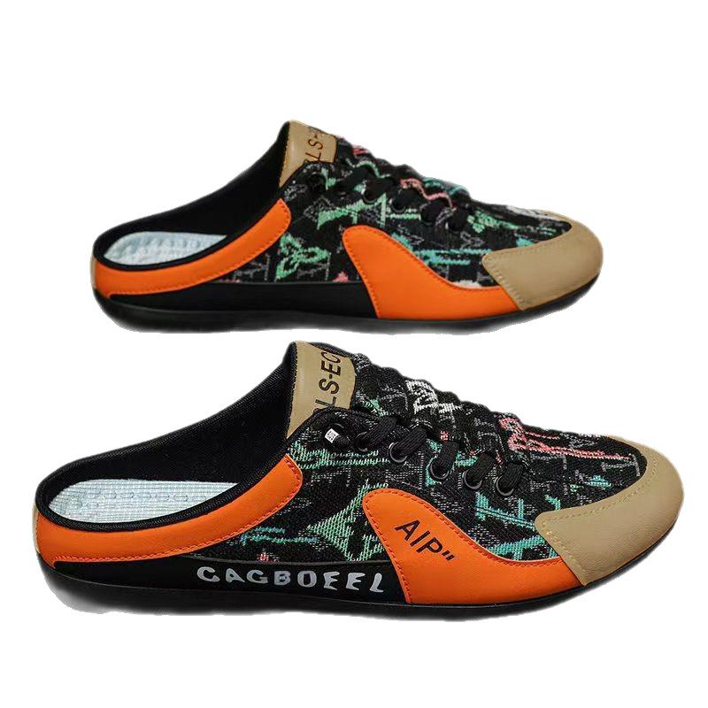 Baotou half-tray shoes men's cloth surface breathable without heel outdoor casual shoes lazy shoes