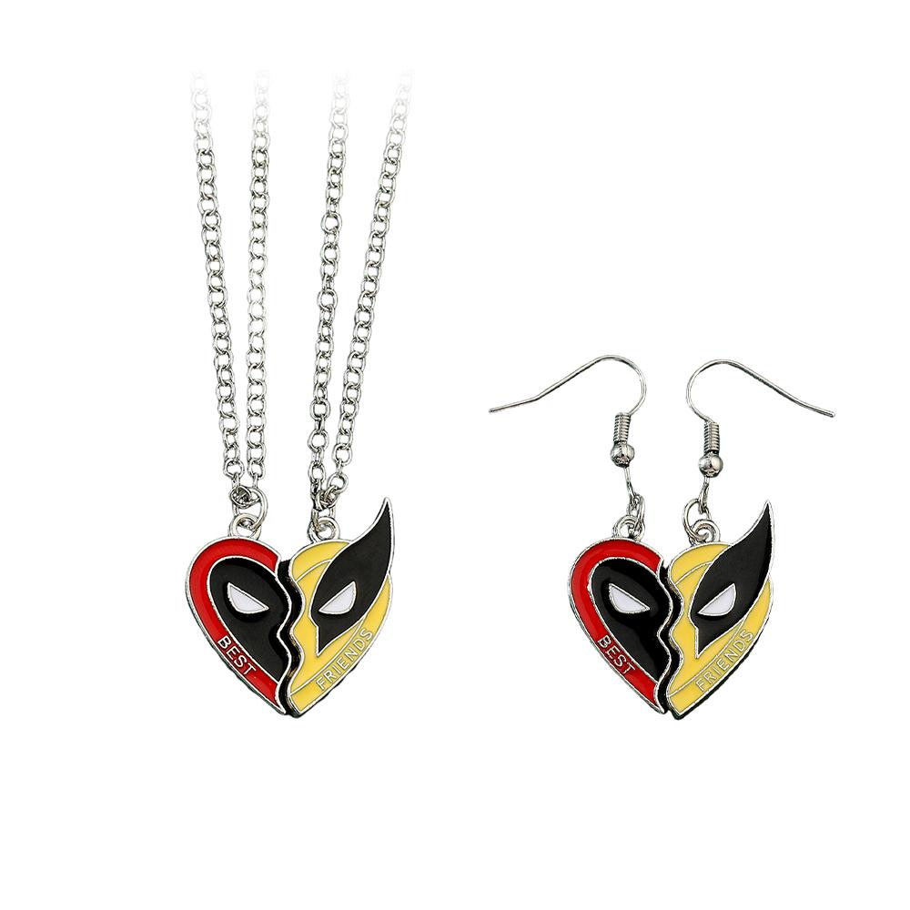 2 st Deadpool Wolverine Cospay Bästa Vänner Halsband Superhjälte Parhalsband Hjärthänge Vänskap Matchande Gåvor