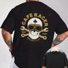 CAFE RACER Skull Wrench Motorcycle Creative Print T-Shirt Back Print Men's Short Sleeve O-neck