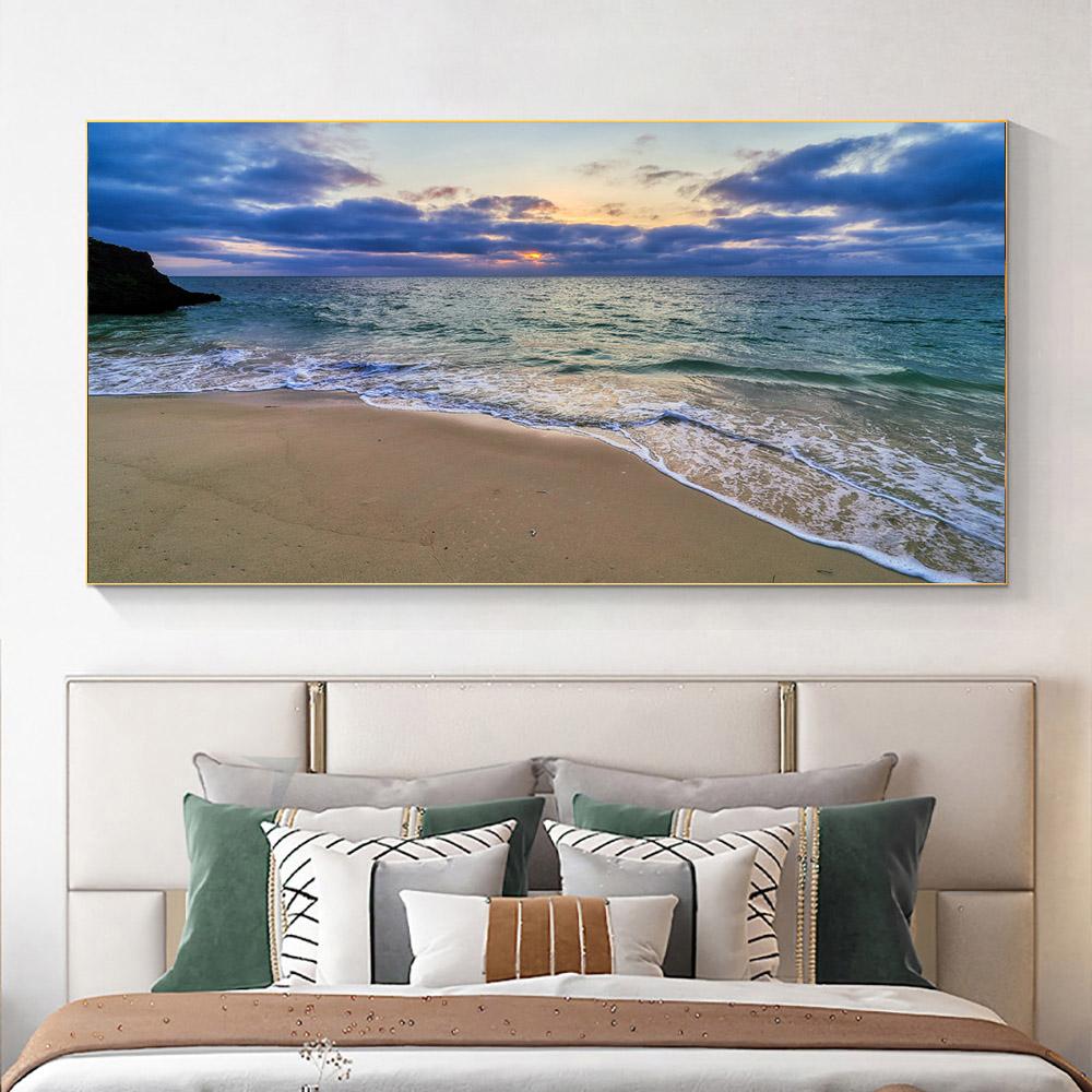 Modern Sea Wave Beach Sunset Landscape Canvas Painting Nature Seascape Posters and Prints Wall Art Pictures Home Decor