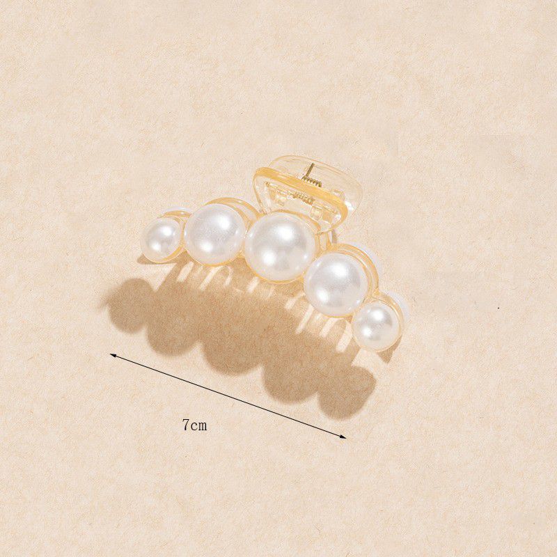 Half-Up Hair Metal Small Side Hair Clip Imitation Pearl Texture Elegant Back of the Head Shark Clip Hair Accessory
